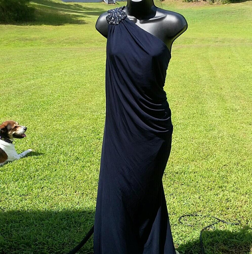 NWT David Meister Embellished One Shoulder Dress